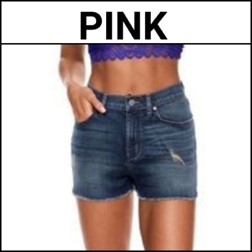VICTORIA'S SECRET PINK High Waist Cut Off Jean Shorts!